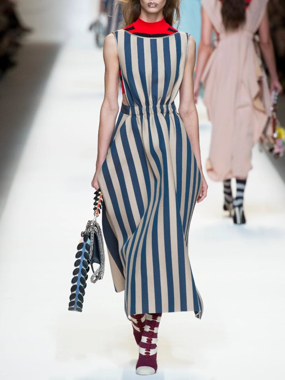 FENDI STRIPED LONG DRESS SIZE IT38